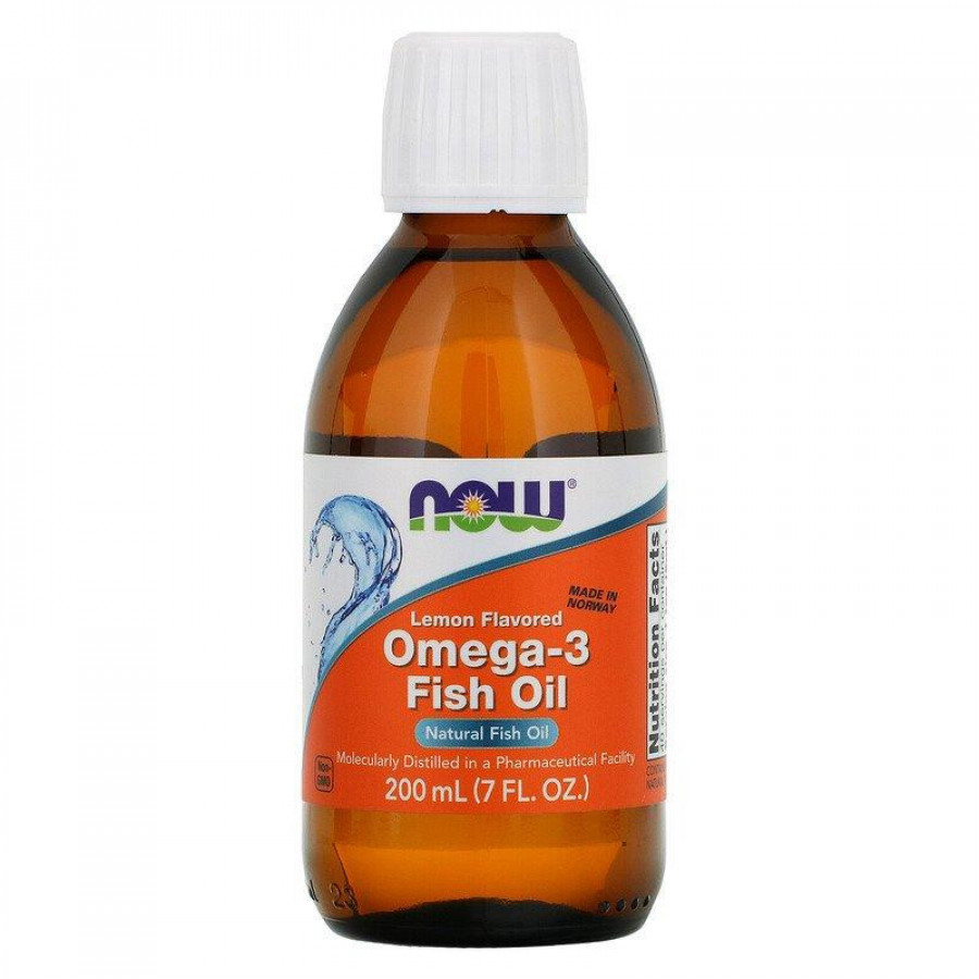 Рыбий жир с омега-3 "Omega-3 Fish Oil" Now Foods, 1400 мг, со вкусом лимона, 200 мл