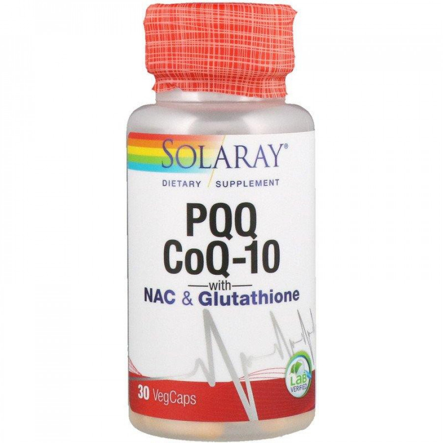 Витамин B14 и кофермент Q10 с N-ацетилцистеином и глутатионом "PQQ CoQ-10" Solaray, 30 капсул