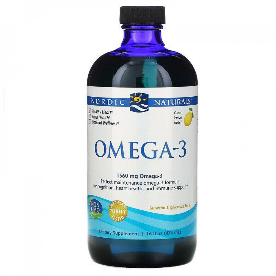 Омега-3 "Omega-3" со вкусом лимона, 1560 мг, Nordic Naturals, 437 мл