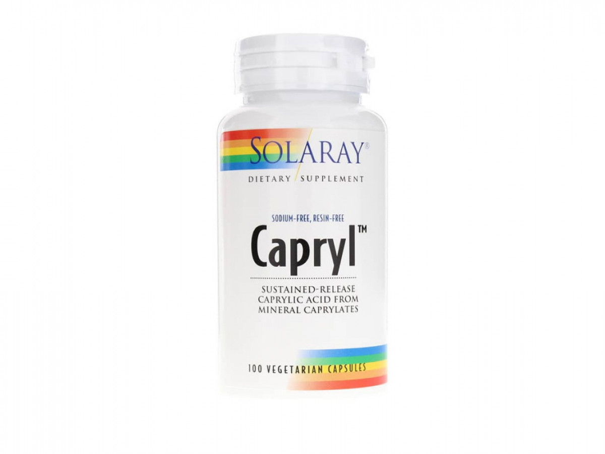 Каприловая кислота, Capryl, Solaray, постепенное высвобождение, 100 капсул
