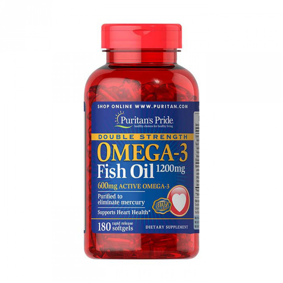 Омега-3 "Omega-3 Fish Oil double strength", Puritan's Pride, 1200 мг, 180 гелевых капсул