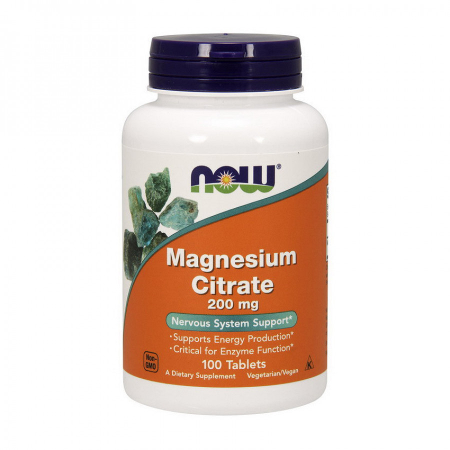 Магний цитрат "Magnesium Citrate", Now Foods, 200 мг, 100 таблеток
