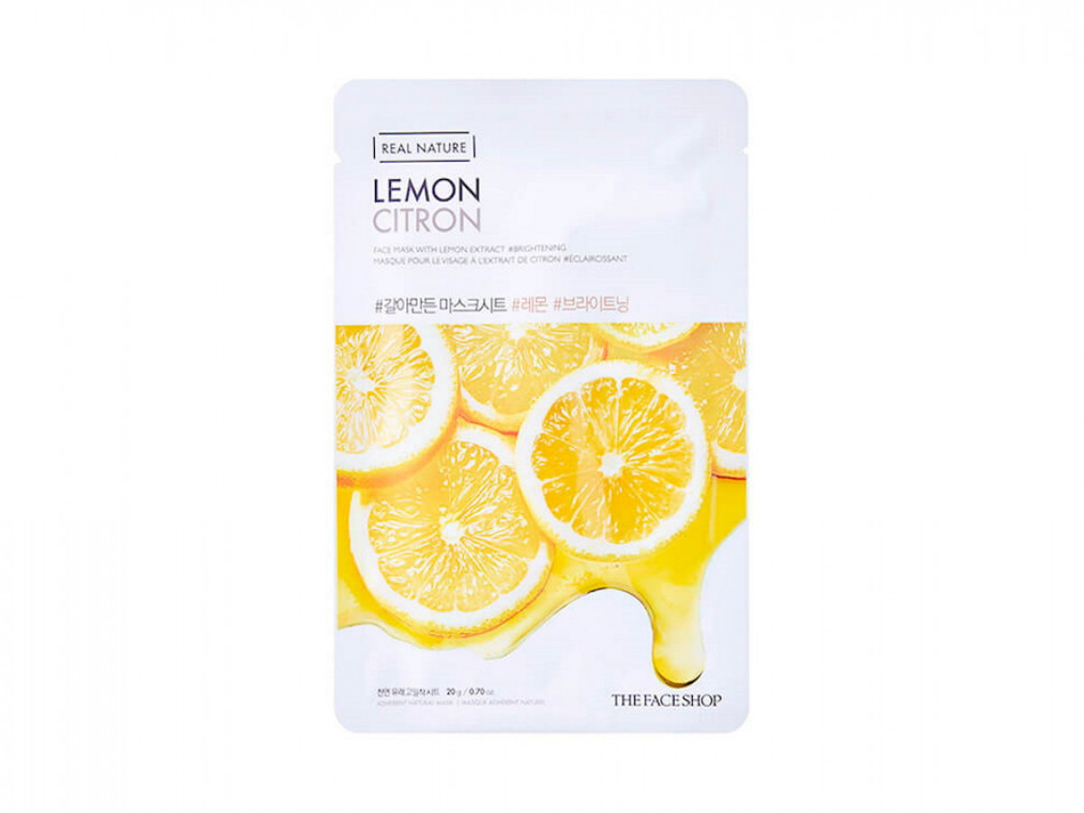 Маска для лица The Face Shop Mask Lemon, Real Nature, с экстрактом лимона, 1 шт