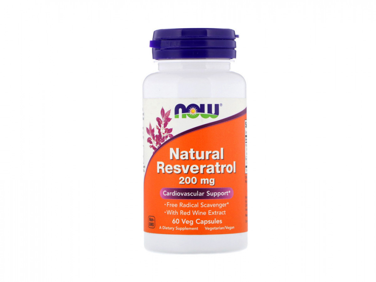 Ресвератрол, Natural Resveratrol, Now Foods, 200 мг, 60 капсул