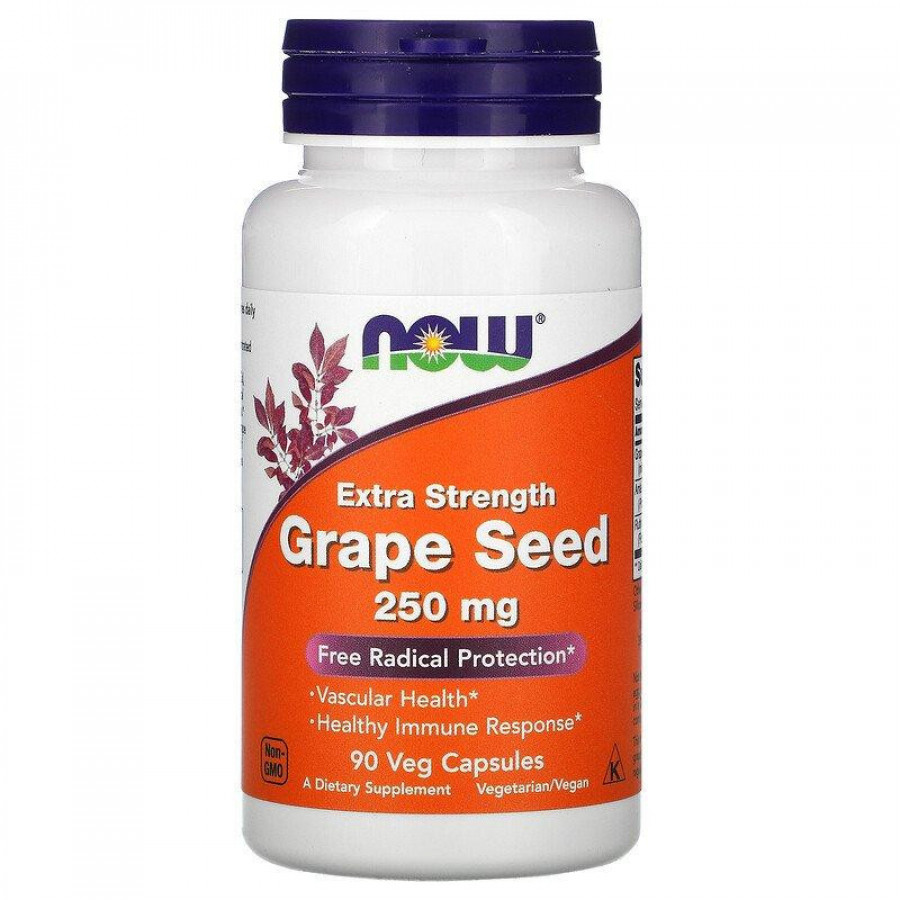 Экстракт виноградных косточек "Extra Strength Grape Seed" 250 мг, Now Foods, 90 капсул