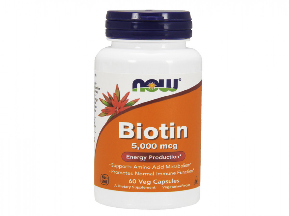 Биотин Biotin, Now Foods, 5000 мкг, 60 капсул