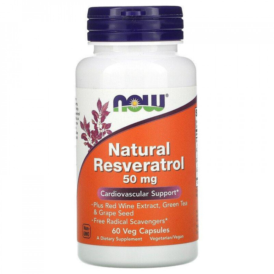 Ресвератрол, Natural Resveratrol, Now Foods, 50 мг, 60 капсул