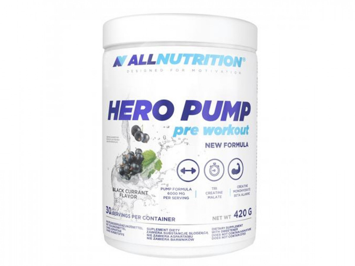 Предтренировочный комплекс Hero Pump Pre Workout, All Nutrition, чёрная смородина, 420 г