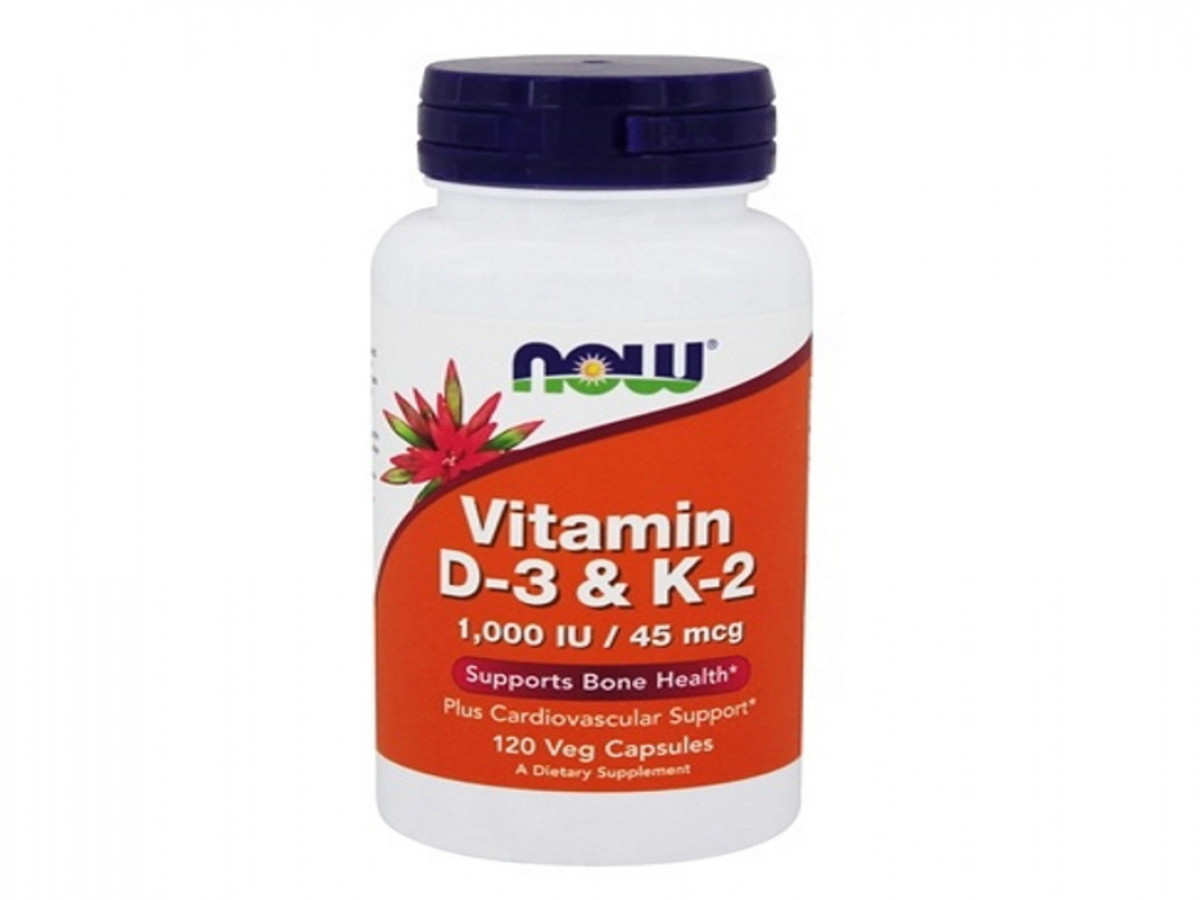 Витамин Д3 и К2 Vitamin D-3 & K-2, Now Foods, 1000 МЕ, 120 капсул