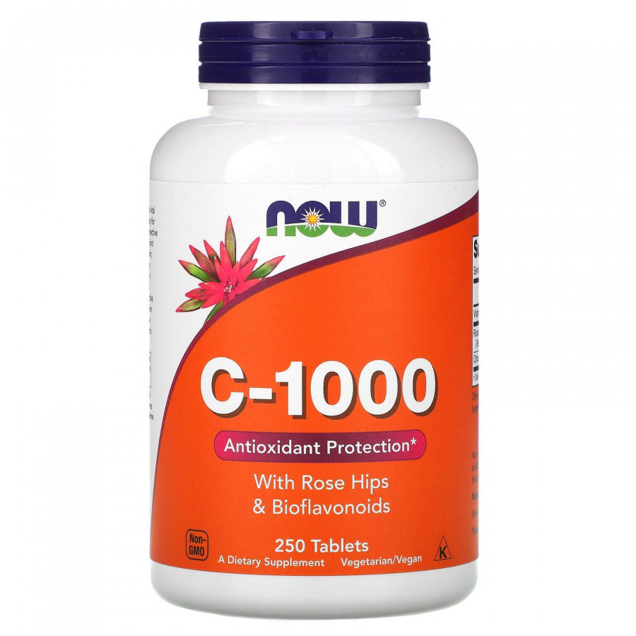 Витамин С c шиповником и биофлавоноидами Now Foods (С-1000 Vitamin C with Rose Hips and Bioflavonoids) 1000 мг 250 таблеток