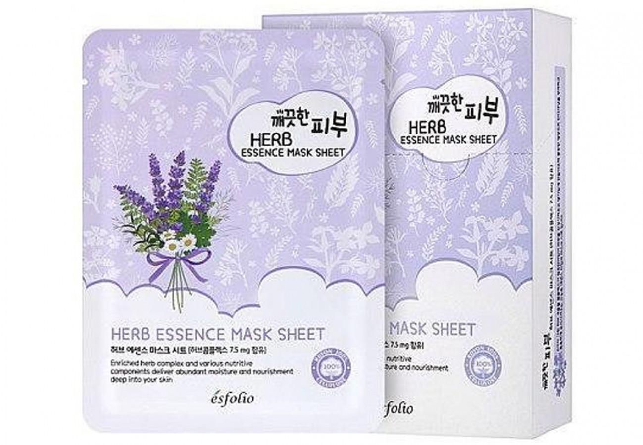 Маска для лица Pure Skin Herb Essence Mask Sheet, Esfolio, тканевая c травами, 25 г