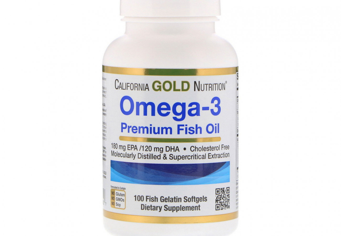 Рыбий жир "Omega-3 Premium Fish Oil" California Gold Nutrition 180 EPA/120 DHA, 100 капсул