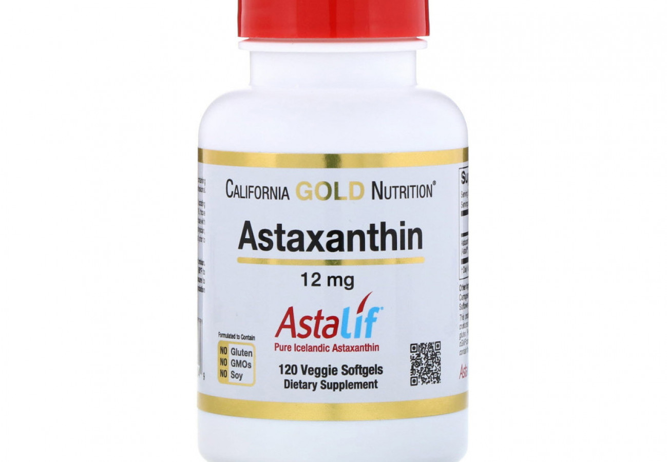Astaxanthin, California Gold Nutrition, Астаксантин 12 мг, 120 капсул