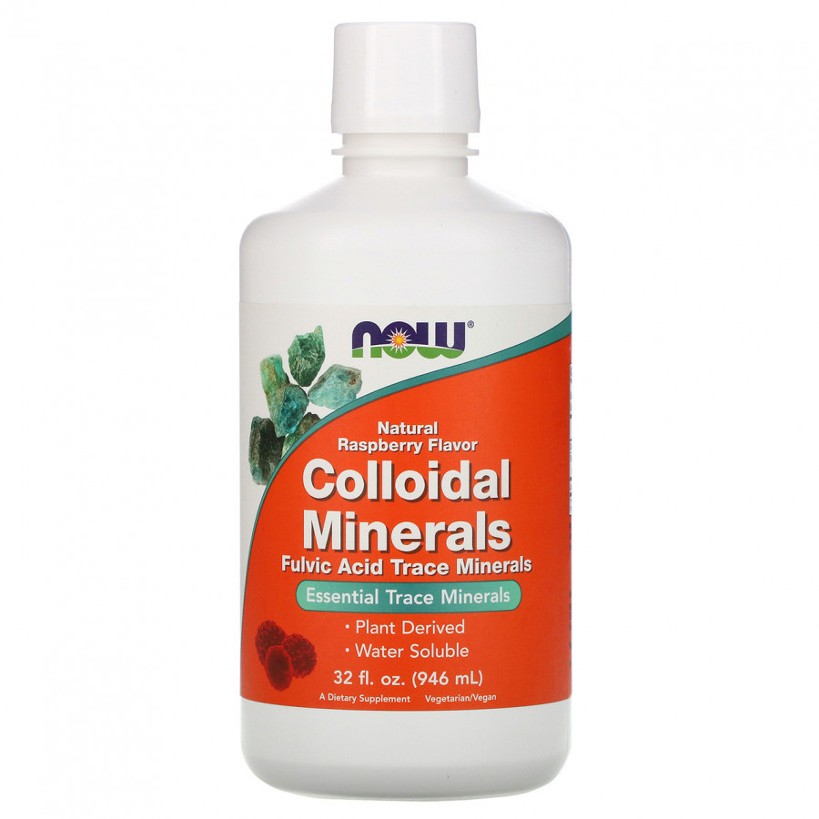 Коллоидные минералы "Colloidal Minerals" натуральный вкус малины, Now Foods, 946 мл