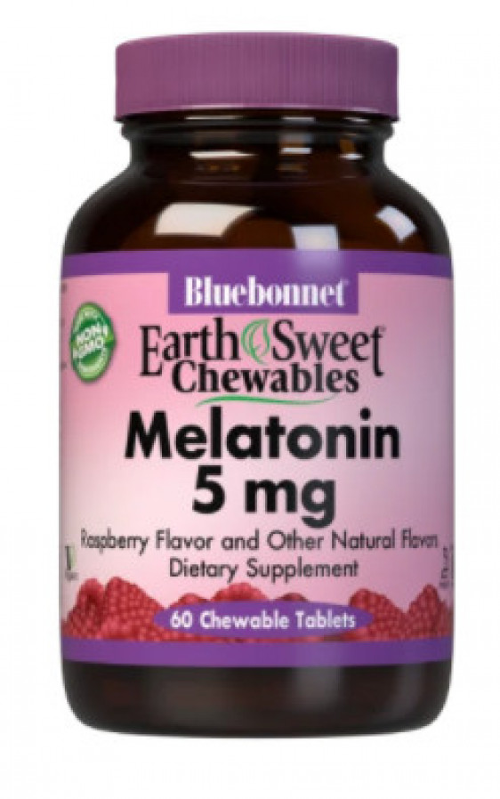 Мелатонин "Melatonin" Bluebonnet Nutrition, 5 мг, малина, 60 жевательных таблеток