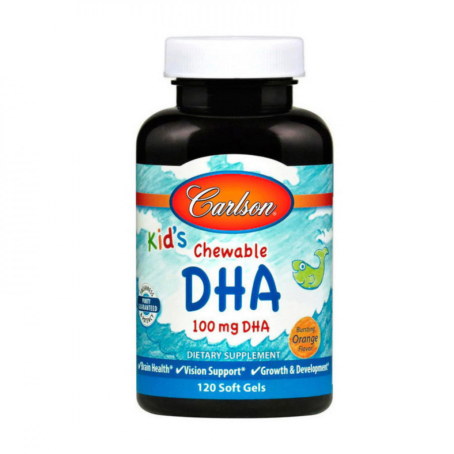 ДГК для детей "Kid's Chewable DHA" Carlson Labs, 100 мг, 180 капсул