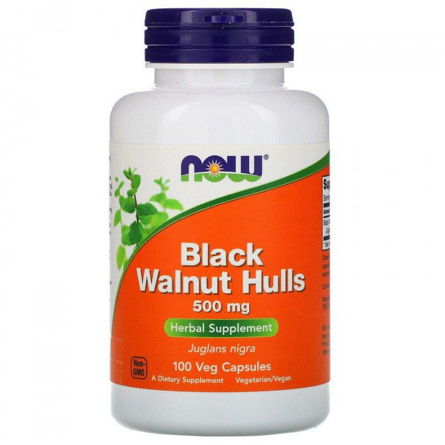 Скорлупа черного грецкого ореха "Black Walnut Hulls", Now Foods, 500 мг, 100 капсул