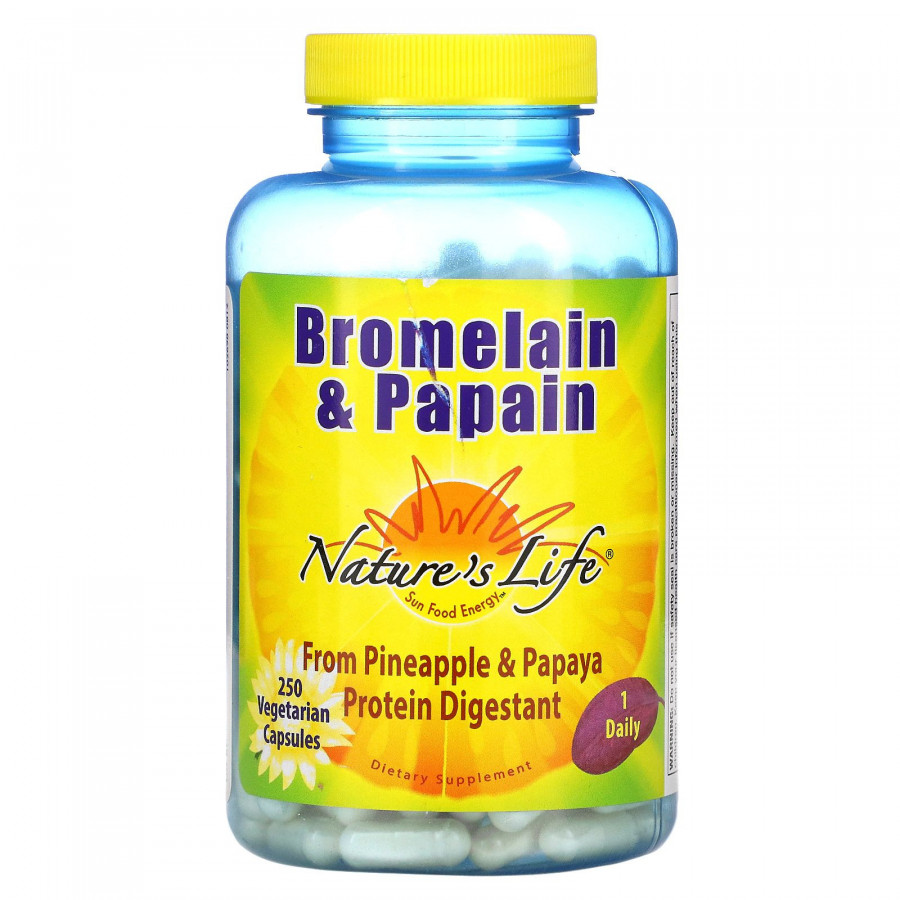 Бромелайн і папаїн, Nature's Life, 250 вегетаріанських капсул
