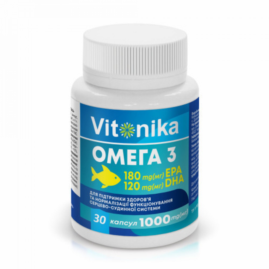 Омега-3, Vitonika, 180 EPA/120 DHA, 30 капсул