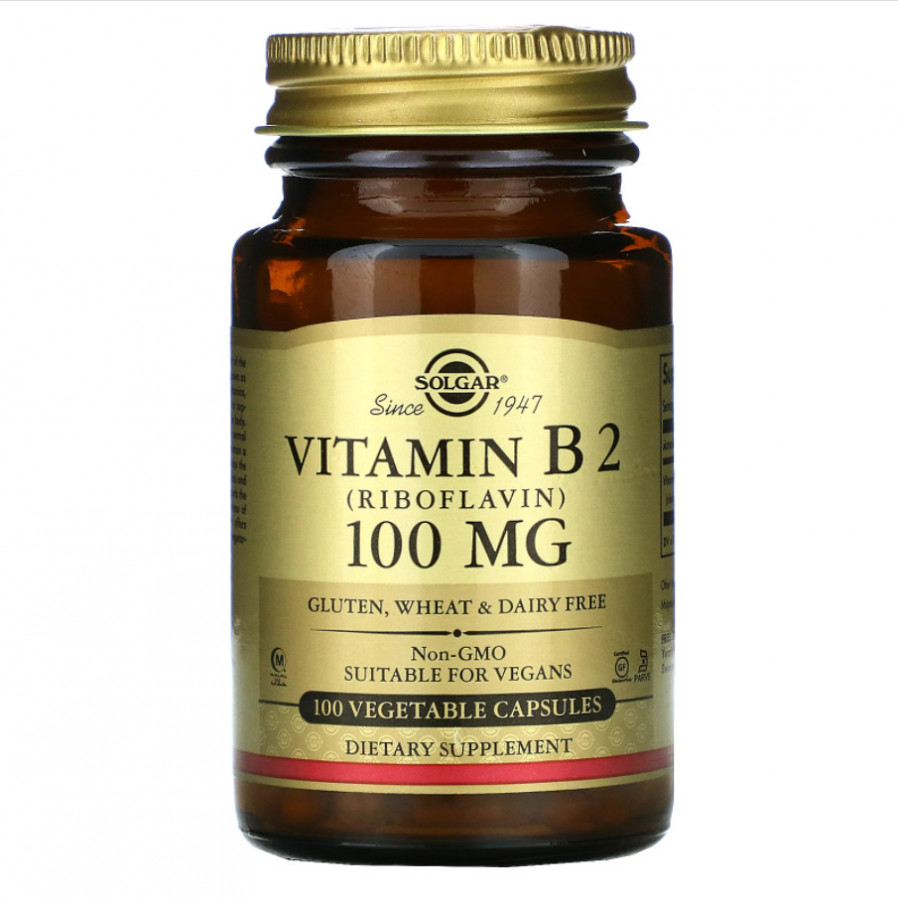 Витамин В2, рибофлавин "Vitamin B2/Riboflavin" 100 мг, Solgar, 100 капсул