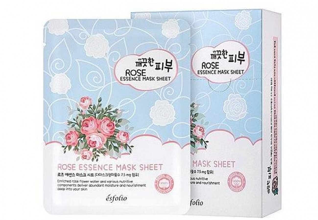 Маска для лица Pure Skin Rose Essence Mask Sheet, Esfolio, тканевая c розой, 25 мл