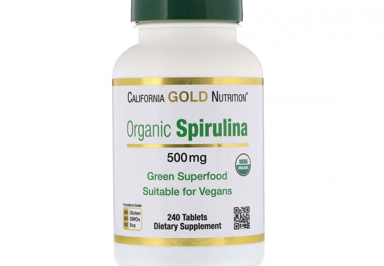 Organic Spirulina, California Gold Nutrition, спирулина 500 mg, 240 таблеток