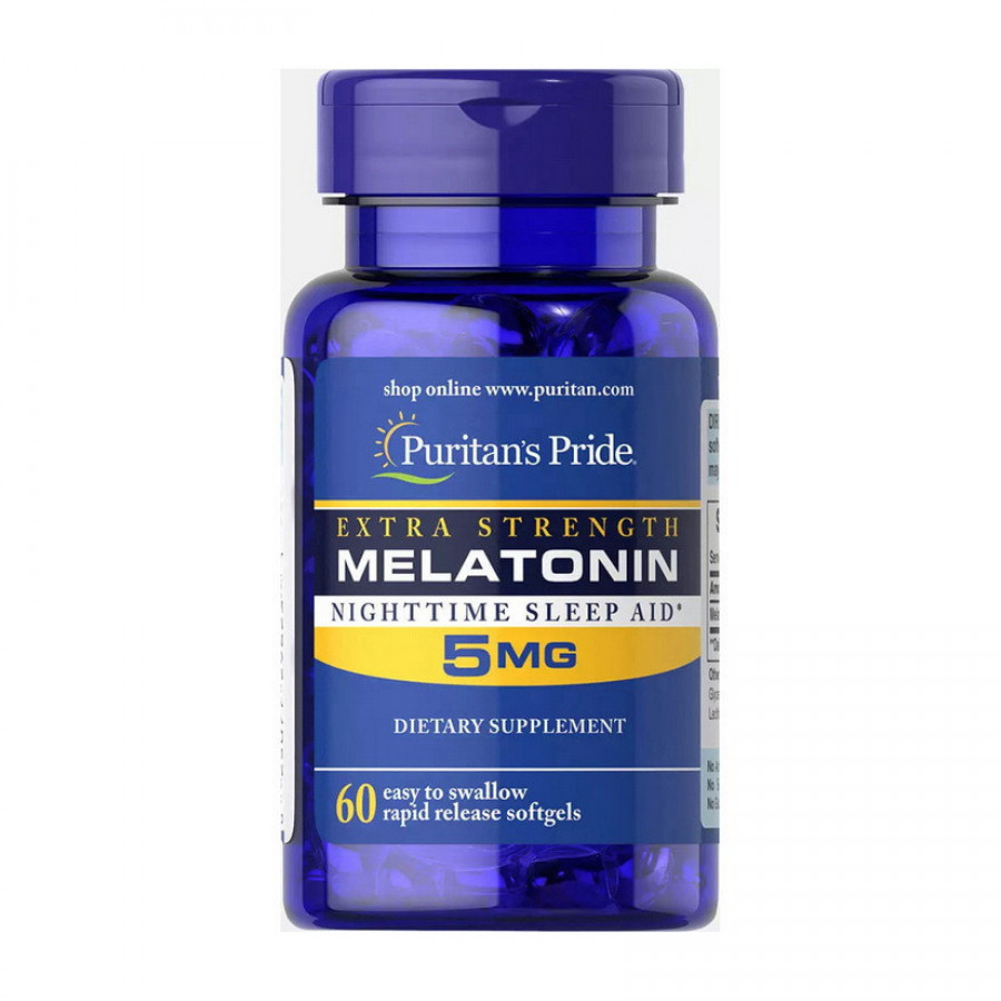 Мелатонин "Melatonin" Puritan's Pride, 5 мг, 60 гелевых капсул
