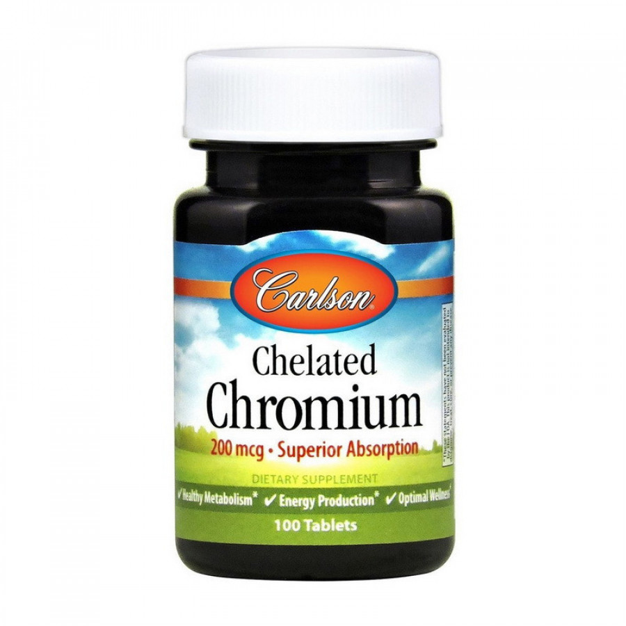 Хром в хелатной форме "Chelated Chromium" Carlson Labs, 200 мкг, 100 таблеток