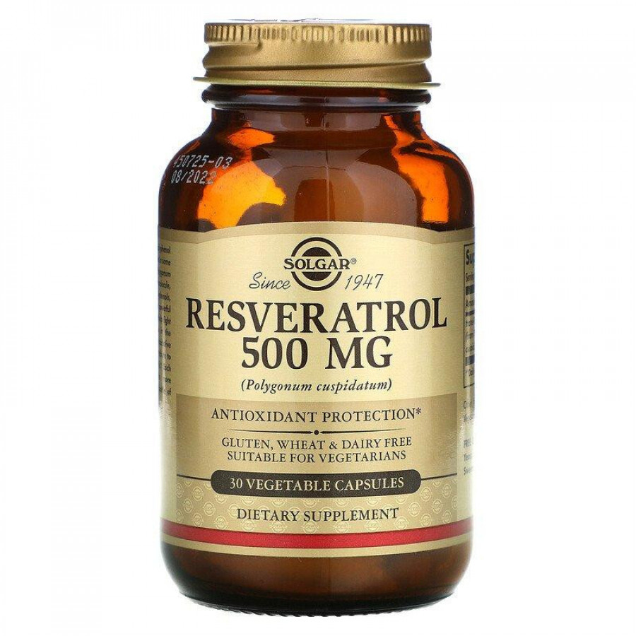 Ресвератрол "Resveratrol" Solgar, 500 мг, 30 капсул