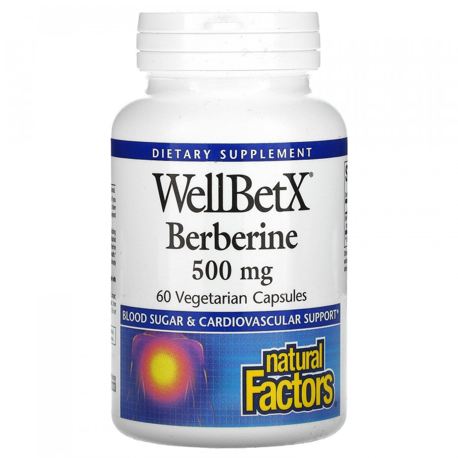 Берберин WellBetX, Natural Factors, 500 мг, 60 вегетарианских акций