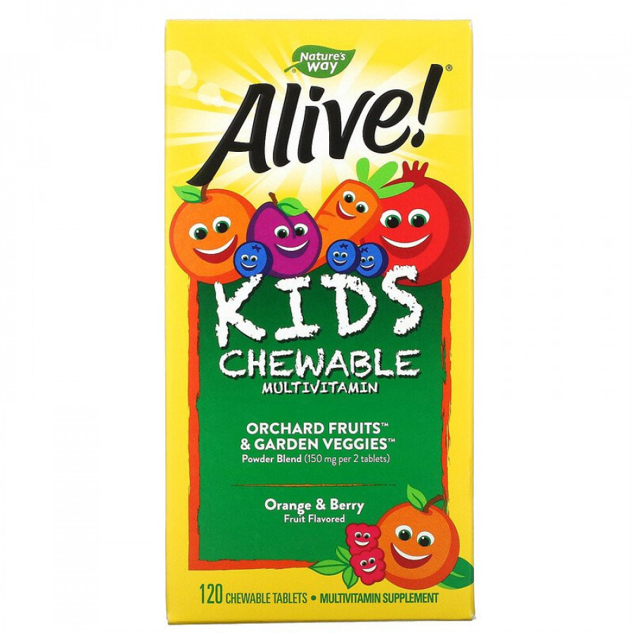 Детские мультивитамины со вкусом апельсина и ягод, Nature's Way, 120 жевательных таблеток