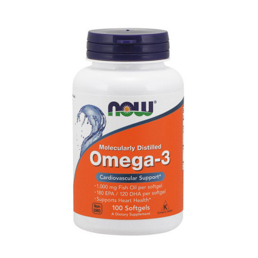 Омега-3 Omega-3, Now Foods, поддержка сердца 180 EPA/120 DHA, 100 капсул