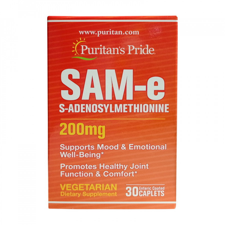 SAMe, S-аденозил-L-метионин, 200 мг, Puritan's Pride, 30 таблеток
