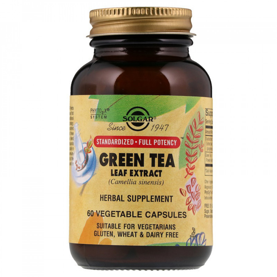 Экстракт листьев зеленого чая "Green Tea Leaf Extract" Solgar, 60 капсул