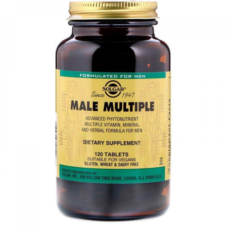 Мультивитамины и мультиминералы для мужчин, Male Multiple, Solgar, 120 таблеток
