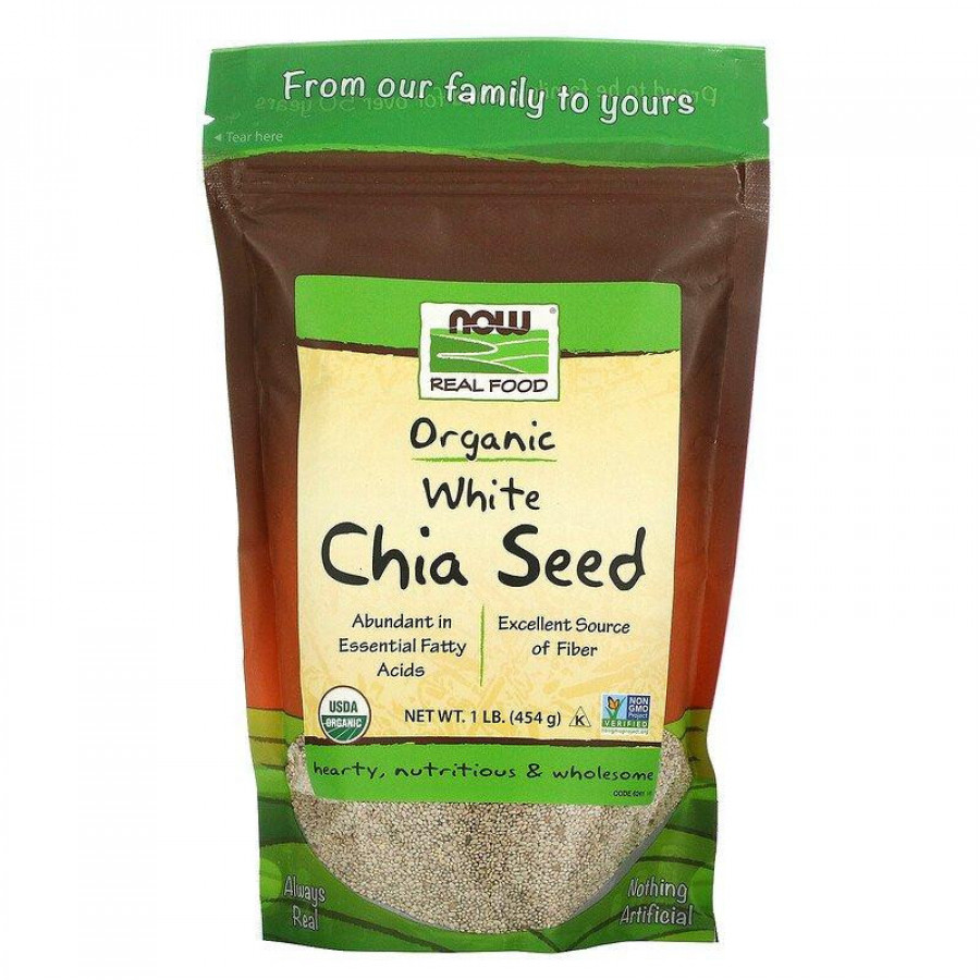 Органические белые семена чиа "Chia Seed organic white", Now Foods, Real Food, 454 г
