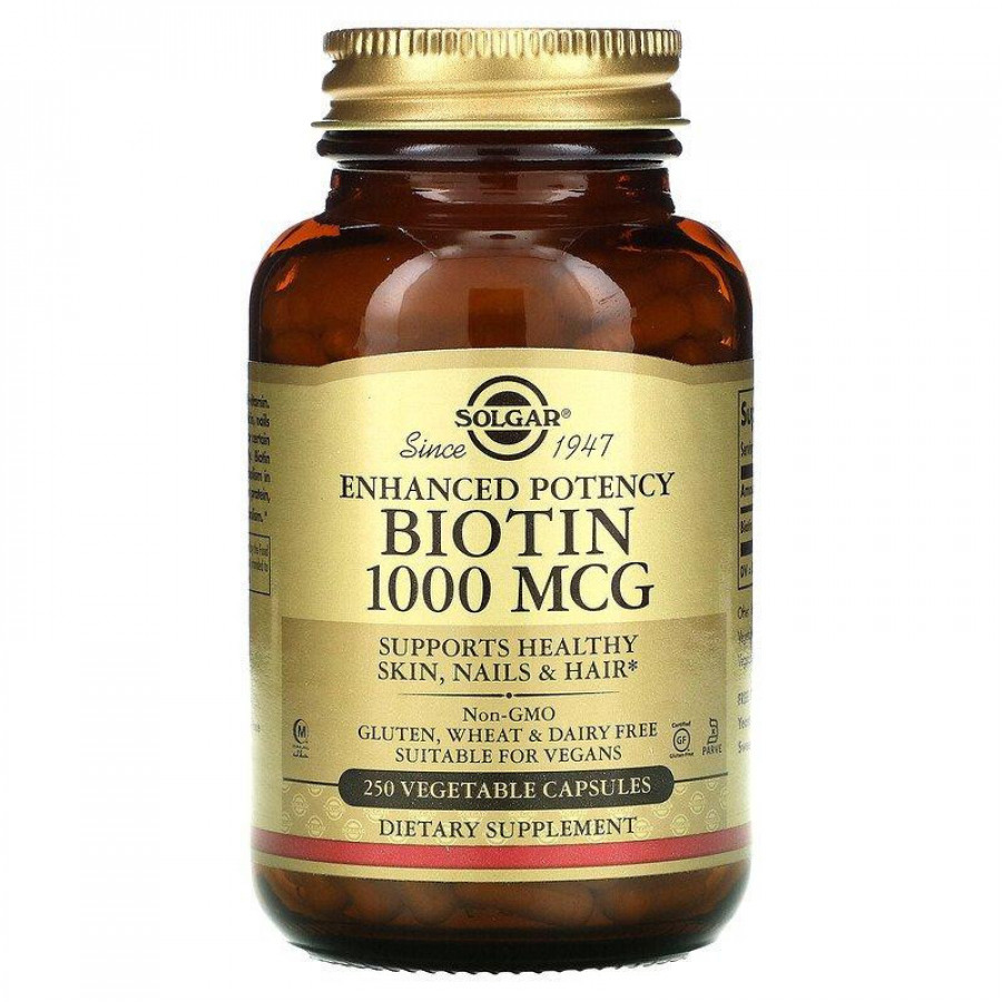 Биотин "Biotin" 1000 мкг, Solgar, 250 капсул