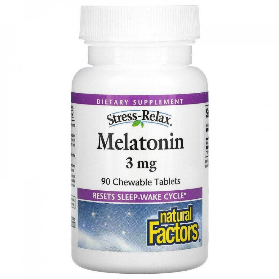 Мелатонин "Melatonin" Natural Factors, Stress-Relax, 3 мг, 90 жевательных таблеток