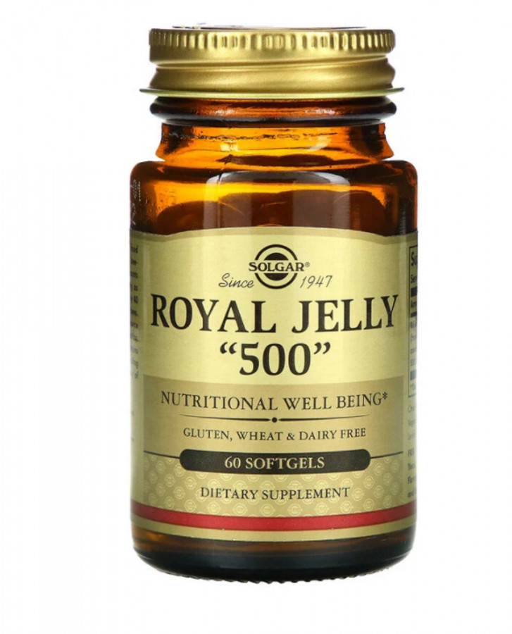 Маточное молочко "Royal Jelly" 500 мг, Solgar, 60 капсул