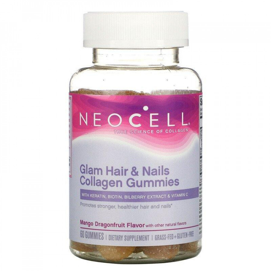 Жевательные конфеты с коллагеном "Glam Hair & Nails Collagen Gummies" Neocell, манго, 60 шт