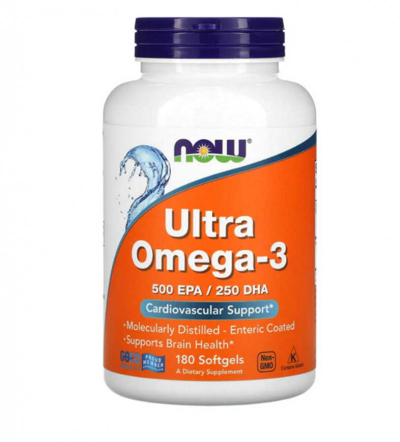 Ультра Омега-3 "Ultra Omega-3" Now Foods, 750 мг, 180 желатиновых капсул