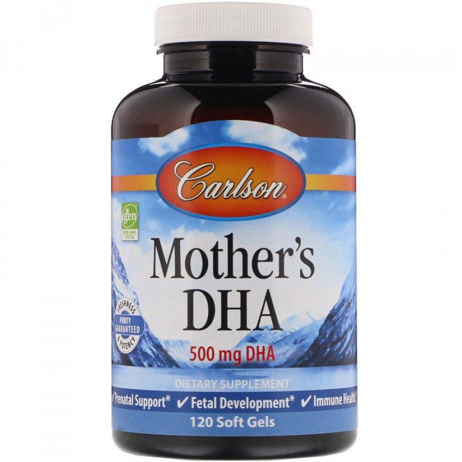 ДГК (докозагексаеновая кислота) для кормящих мам "Mother's DHA" Carlson Labs, 500 мг, 120 желатиновых капсул