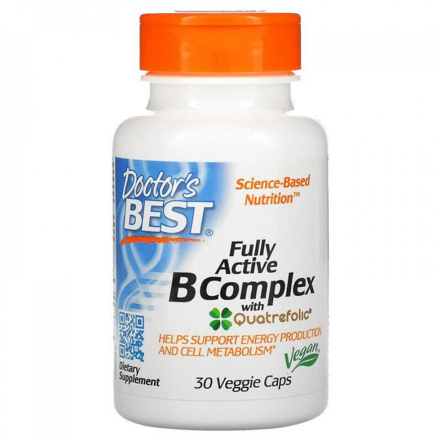 Комплекс витаминов B "Fully Active B Complex with Quatrefolic" Doctor's Best, 30 капсул