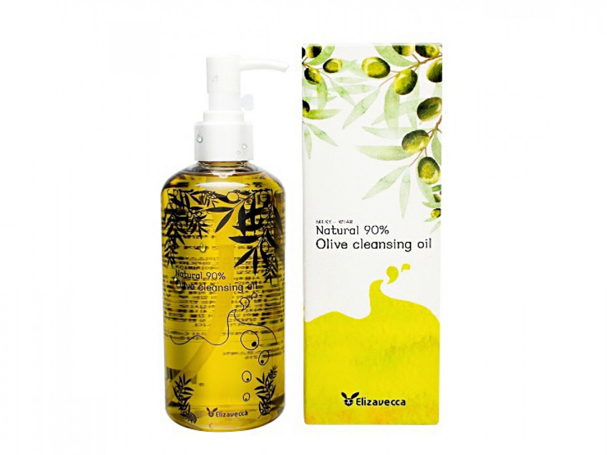 Гидрофильное масло, Natural 90% Olive Cleansing Oil, Elizavecca, увлажняющее с экстрактом оливы,  300 мл