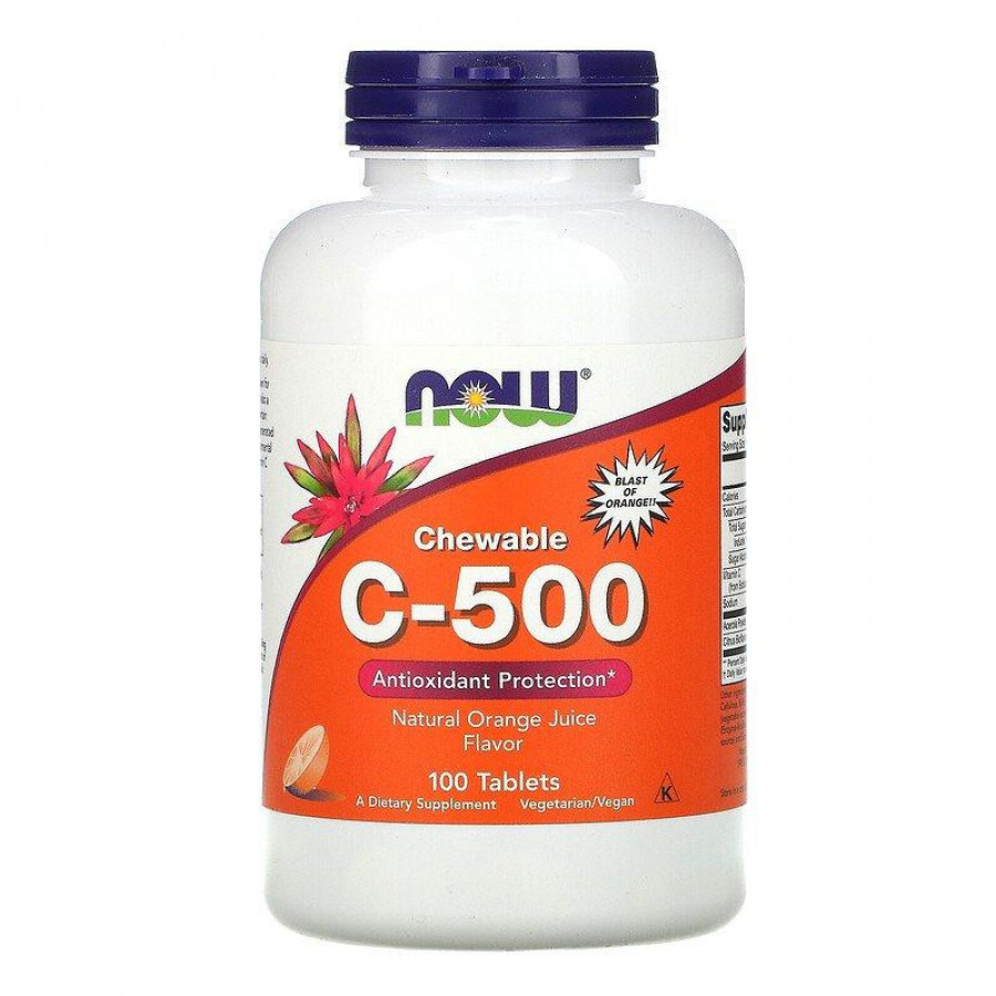 Жевательный витамин С "C-500 chewable" Now Foods, 500 мг, 100 таблеток