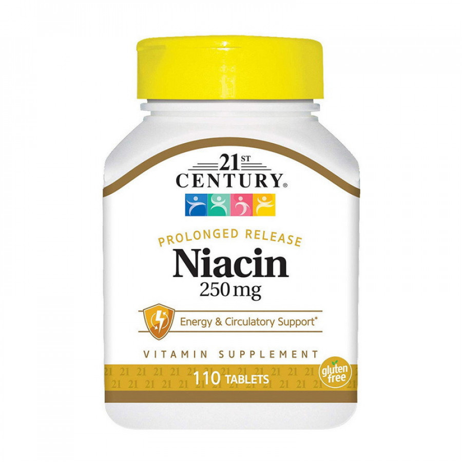 Ниацин "Niacin" 21st Century, 250 мг, пролонгированного действия, 110 таблеток