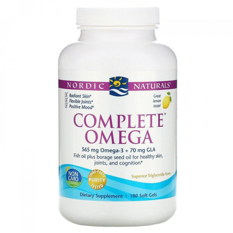 Комплекс Омега-3 и GLA "Complete Omega" Nordic Naturals, 565 мг, 180 капсул