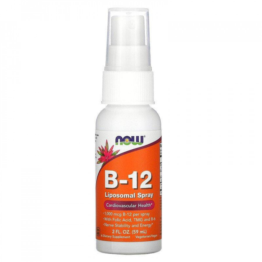 Липосомальный спрей с витамином B-12 "B-12 Liposomal Spray" Now Foods, 1000 мкг, 59 мл