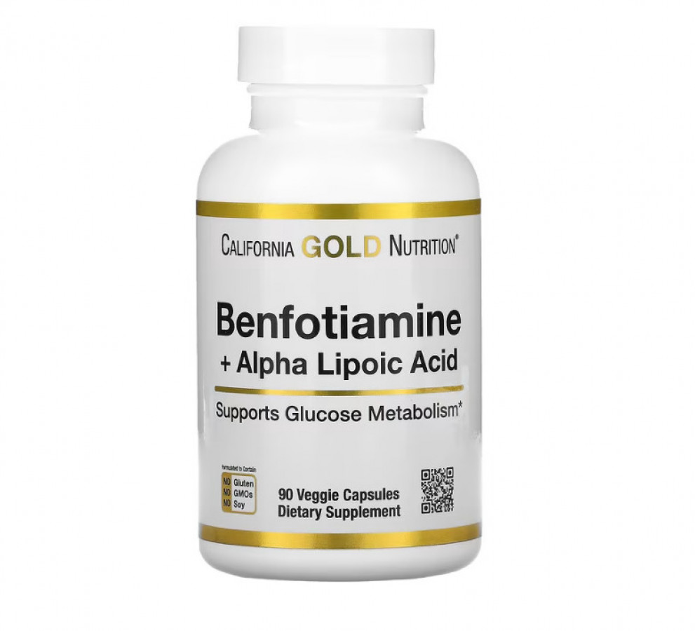 Бенфотиамин с альфа-липоевой кислотой, California Gold Nutrition, 90 капсул