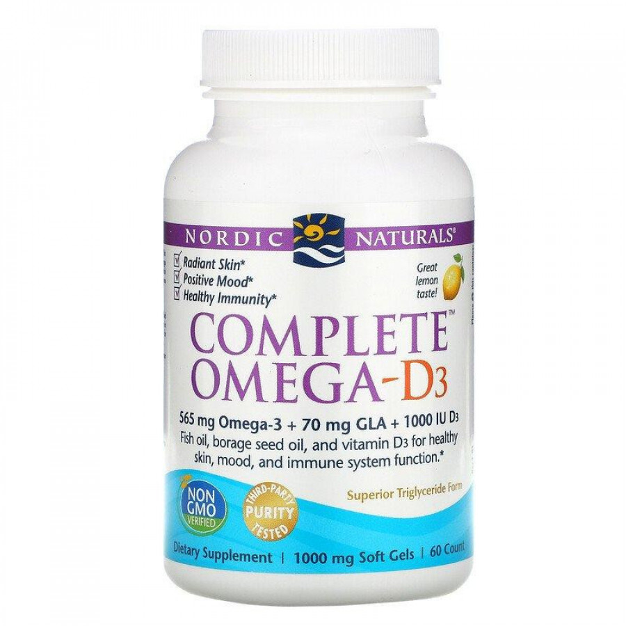 Комплекс Омега-3, GLA и витамина D3 "Complete Omega-D3" Nordic Naturals, 565 мг, 60 капсул